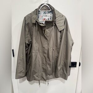 Fleet Street of London Trench Coat XXL Slate Green Gray Gold Accents Classic EUC